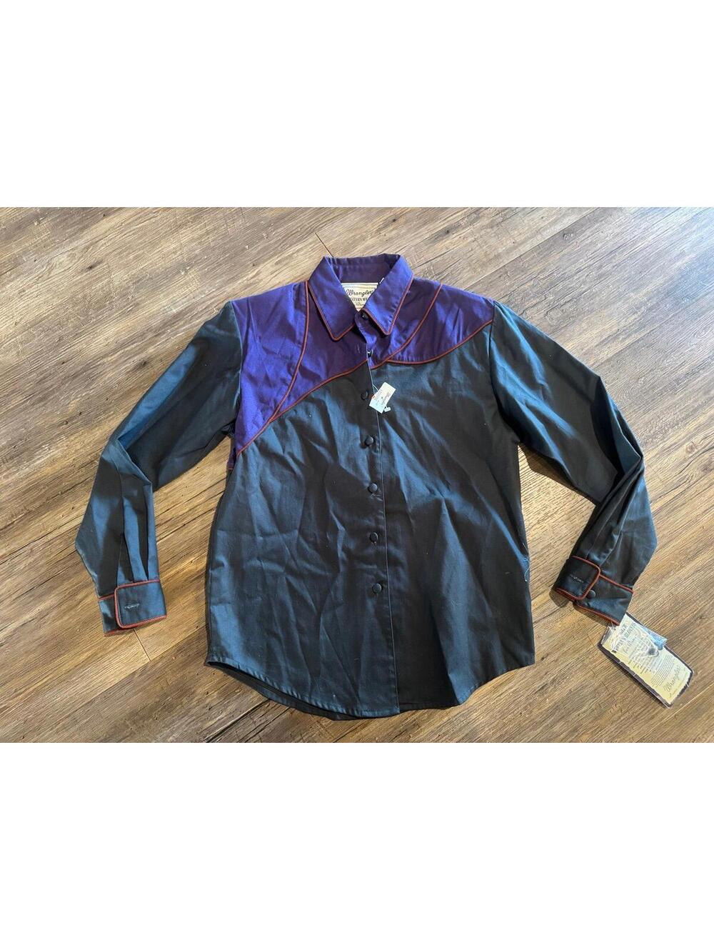 NWT Vintage Wrangler Western Wear Purple/Black Abstract Shirt Sz Sm